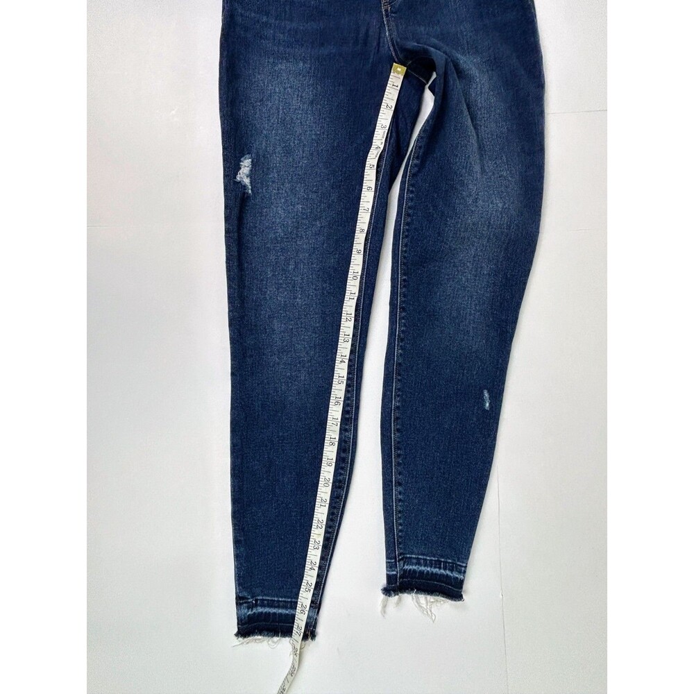 Spanx Skinny Jeans Stretch Denim Jeggings Blue Distressed Raw Hem Lift Pants M - Picture 10 of 16